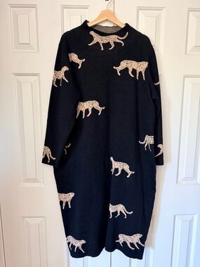 Nina Leonard Plus Black Mock Neck Jaquard Dress size 3x